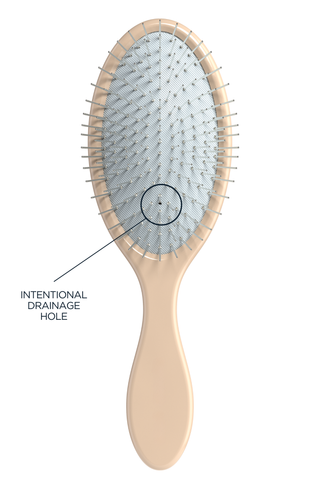 Glow Beauty Detangling Brush in classic — back view with drainage hole