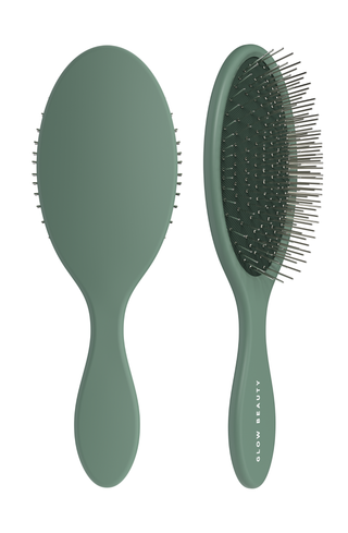 Glow Beauty Detangling Brush in olive green — front view